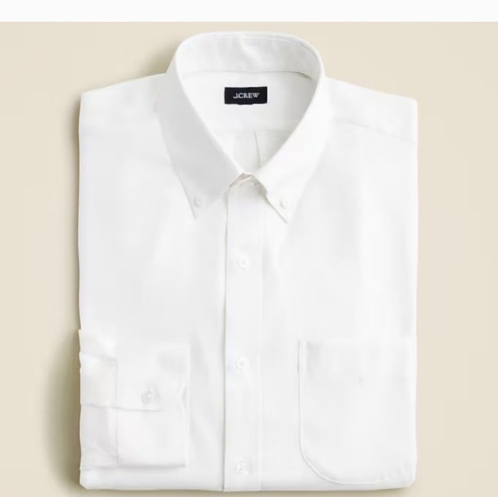 J crew slim White Bowery Performance cotton shirt button With down collar